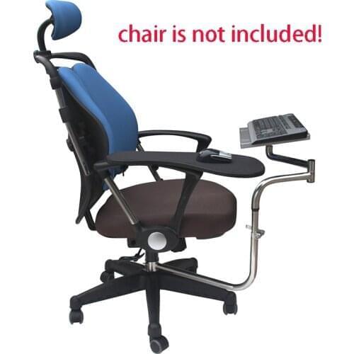 OK010 Full Motion Chair Shaft Clamp Keyboard Support + Chair Arm Clamp Elbow Wrist Support Mouse Pad Arm Rest for Office & Game