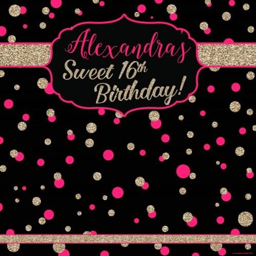 Custom Pink Gold Polka Dot 16th Birthday photo backdrop High quality Computer print party photo studio background