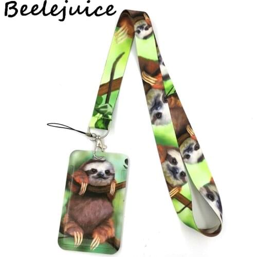 Real Animal Sloth Creative Lanyard Card Holder Student Hanging Neck Phone Lanyard Badge Subway Access Card Holder Accessories
