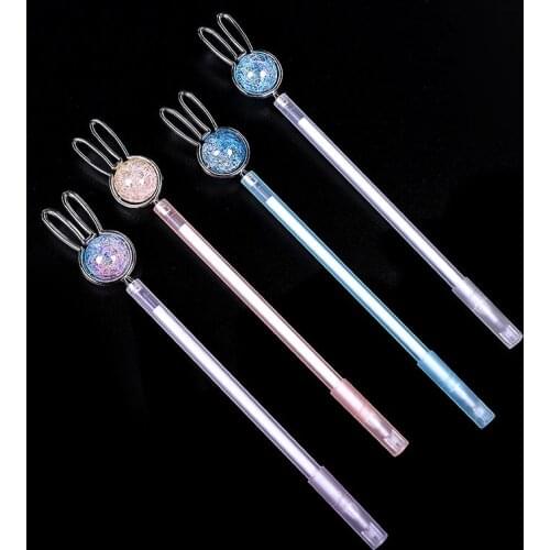 48 pcs/lot Kawaii Crystal Rabbit Gel Pen Cute 0.5mm black ink Signature Pen School Office writing Supplies Promotional Gift