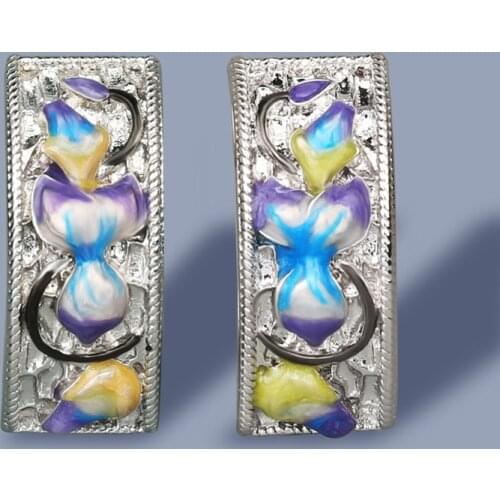 925 Silver Womens Earrings Jewelry Colored Flowers Epoxy Womens Jewelry Attend Party Handmade Enamel Earrings Women Jewelry