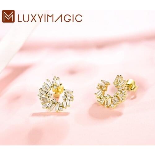 Luxyimgaic 925 Sterling Silver Trend Emarald Stud Earrings for Women Wedding Engagement Korea Earring Luxury Fine Jewelry