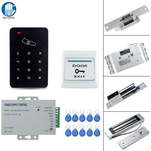 RFID Access Control Lock System Kit Set 125KHz EM Card Reader with 180KG Magnetic Lock/Electric strike Bolt Lock for home/office