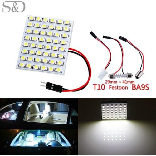 48 SMD White Panel led car T10 BA9S Festoon Dome Bulb w5w c5w t4w reading Lamp led car bulbs Car Light 12V