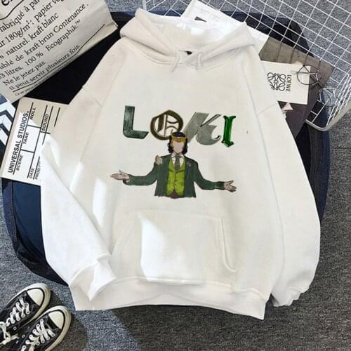 Marvel God of Evil Hoodie Loki Kawaii Pullover Clothes Cartoon Harajuku Women Autumn Winter Plus Velvet Fashion Femme Sweatshirt