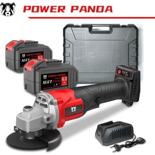 POWER PANDA 21V Li-Ion Brushless Cordless Angle Grinder with 6.0Ah Li-ion Battery Grinding Machine Polishing Cutting 125mm