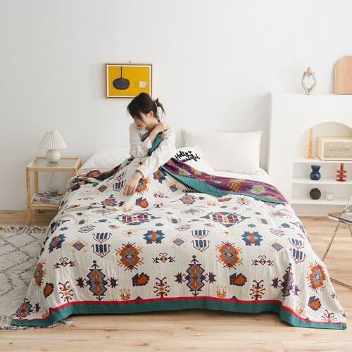 Vintage Cotton Muslin Blanket for Office Home Sleeping Cover Sofa Bedding Coverlet Throws Soft Travel Breathable Gauze Blankets