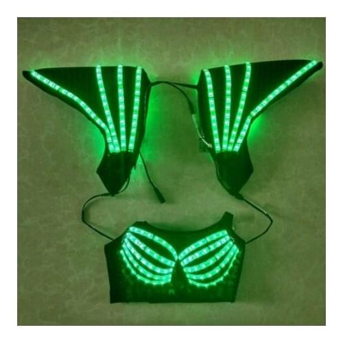 Colorful LED bra shoulder costumes suit clothes luminous vest light ballroom dancing dj disco party event supply battery