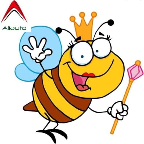 Aliauto Funny Car Sticker A Mischievous Bee Personality Decal Accessories PVC for Volkswagen Polo Ford BMW Audi Toyota,13cm*13cm