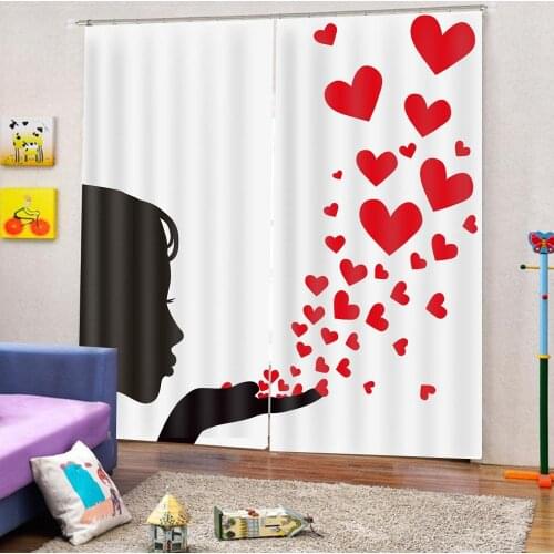 Printing Curtain Custom any size high Quality for lovely heart curtains Living room home Drapes