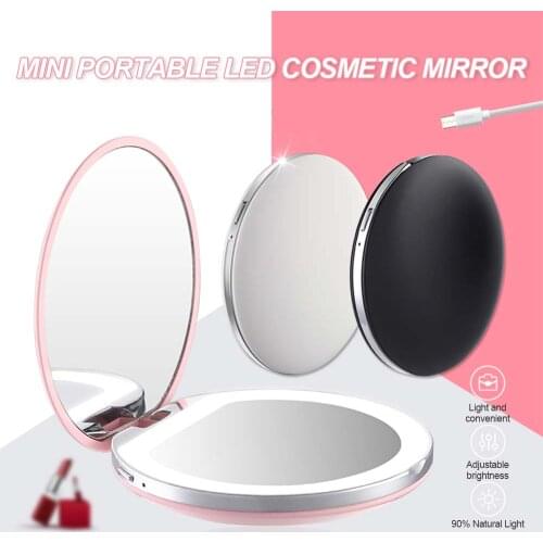 3X Magnifying Light Makeup Mirror Light Mini Round Portable LED Make Up Mirror Sensing USB Chargeable Make Up Mirrors for Women