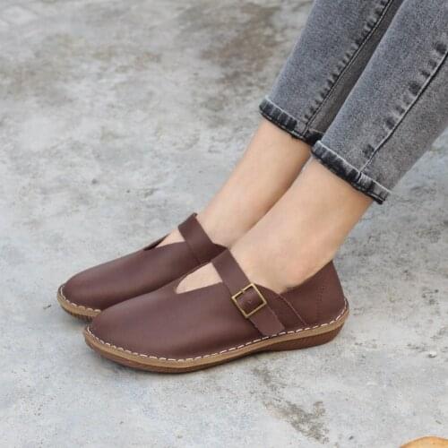 Womens Shoes Flat Round toe Woman Flat Shoes Moccasins 100% Genuine Leather Ballet Flats Women Spring Shoes Female Footwear
