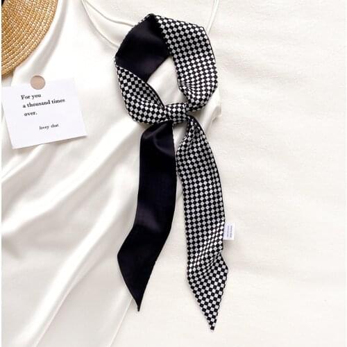 Women Long Silk Scarf 2021 Skinny Hairband Print Lady Spring Summer Long Scares for Necks Scarves Foulard Female Bag Ribbon Tie