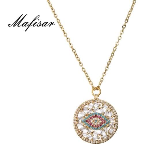 Mafisar Unique Design Gold/Silver Color Evil Eye Necklace For Women Girl Fashion Crystal CZ Pendant Necklace Femme Bijoux