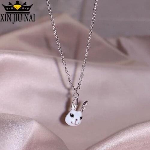 New Korean version of sweet romantic temperament personality female models rabbit head clavicle necklace trend silver jewelry