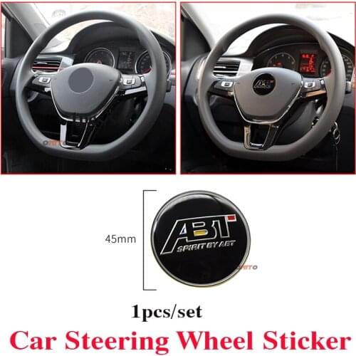 1pcs 45mm ABT Logo Epoxy Black Sticker Steering Wheel Center Emblem 4.5cm for VW Passat B6 B7 CC Golf MK5 MK6 Tiguan Car Styling