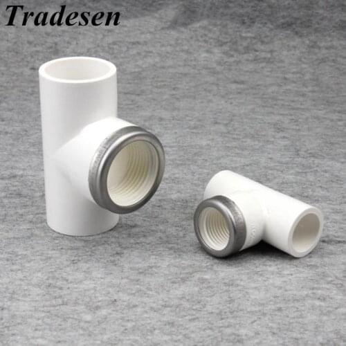 1pc 1 Way Female Thread Tee Connector PVC Inner Dia 20 mm*1/2"25*1/2"25*3/4"32*1/2"32*3/4"32*1" Pipe Fitting Adapter Irrigation
