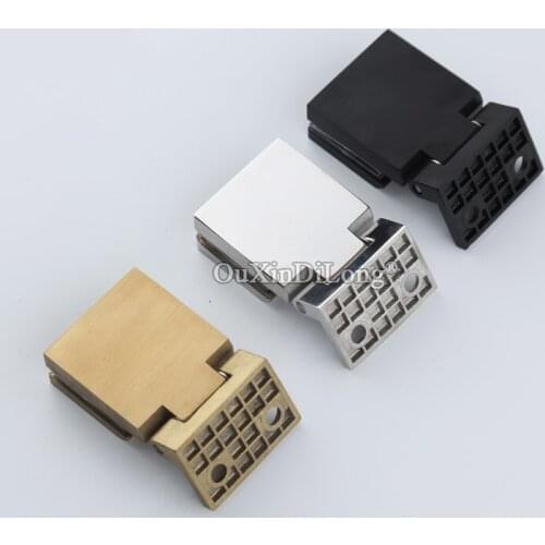 2PCS Polshed/Black Stainless Steel Hinge Wine Cabinet Display Glass Cabinet Door Hinge Frameless Glass Door Fixing Clamp GF221