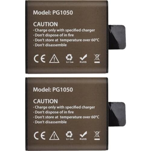 2 x 1050mAh PG1050 Action Camera Battery For EKEN H9 H9R H3 H3R H8PRO H8R SJ4000 SJCAM SJ5000 M10 SJ5000X Rechargeable batteries