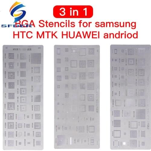 3PCS Universal High Quality BGA Stencils For MTK Samsung HTC Huawei Android Directly Heated BGA Reballing Stencils Kit