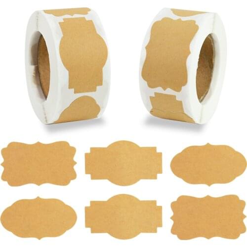 300pcs Blank Kraft Label Stickers Cake Baking DIY Seal Label Wedding Party Decoration Gift Tags Kitchen Jars Stationery Stickers