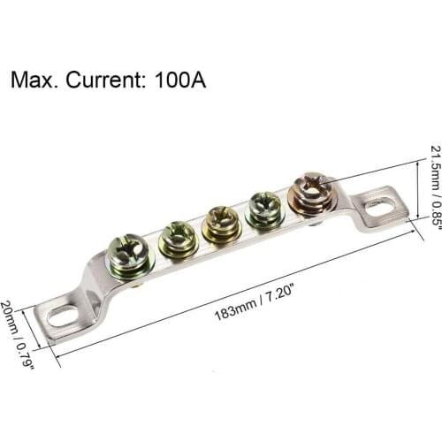 5 Positions Ground Wire Bridge Design Terminal Block Connector Bar 2 Pcs
