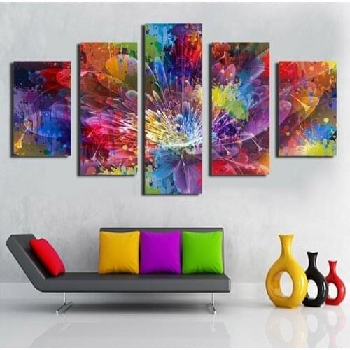5 pcs Gorgeous Flowers diamond painting Cross Stitch 3D Diamond Mosaic drill full square Diamond Embroidery Abstract art