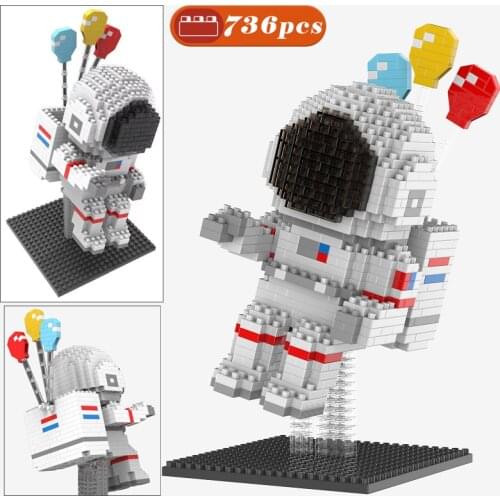 MOC 736pcs Astronaut Micro Building Blocks Spaceman Figures Cosmonaut Diamond Mini Brick Toys For Kids gifts