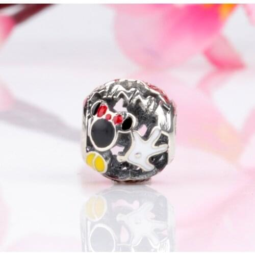 Bewill Hot Sale 925 Sterling Silver Hollow Minnie Charm Fit Original Bracelet Women Jewelry Making Gift