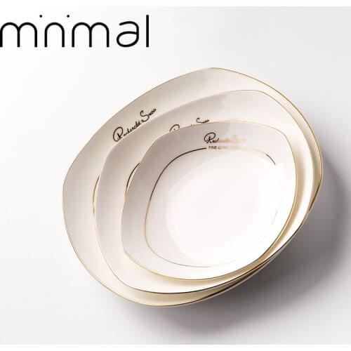 European Bone China Square dining plate steak plates dishes salad plate Soup Bowls High Quality White porcelain Dinnerware Set