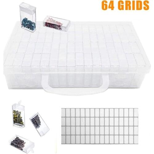 New 64pcs Bottles Plastic Diamond Painting Accessories Container Storage Box Diamant Painting Holder Daimond painting Box Set