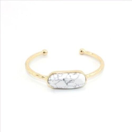FYSL Light Yellow Gold Color Oval Shape Many Colors Quartz Stone Open Bangle for Gift Jewelry