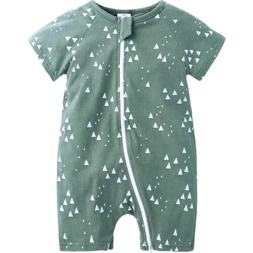 Summer Newborn Baby Short Sleeve Zipper Bodysuit 0-36M Unisex Print Infant Boy Girl Romper Baby Clothing