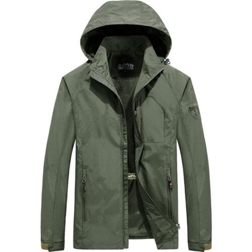 Men Outdoor Jackets Hooded Thin Outwear Coats High Quality Men Fit Jackets Detachable Hat Male Spring Autumn Casual Jackets 5XL