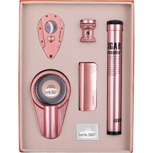 Cigar ashtray set lighter cigar cutter cigar tube cigar holder 5 piece set