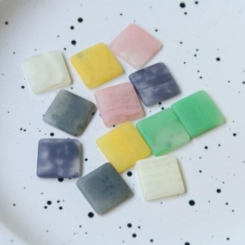 Newest 100pcs/lot color print Matte geometry square shape resin flatback beads diy jewelry earring/garment/hair accessory