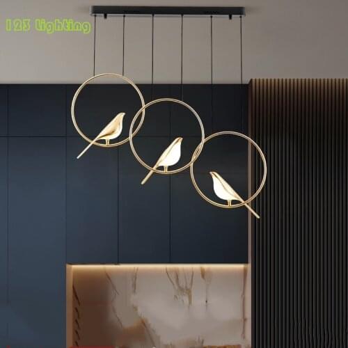 Novelty Bird LED Pendant Light Plated Gold Replaceable LED Hanglamnp Cord Adjustable 110-240V For Dinging room Bar Bedside Foyer