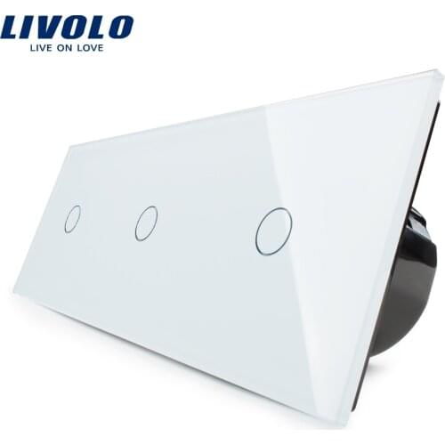 Manufacturer,Livolo EU Standard, Luxury Wall Triple Touch Switch, VL-C703-11,With White Crystal Glass Panel