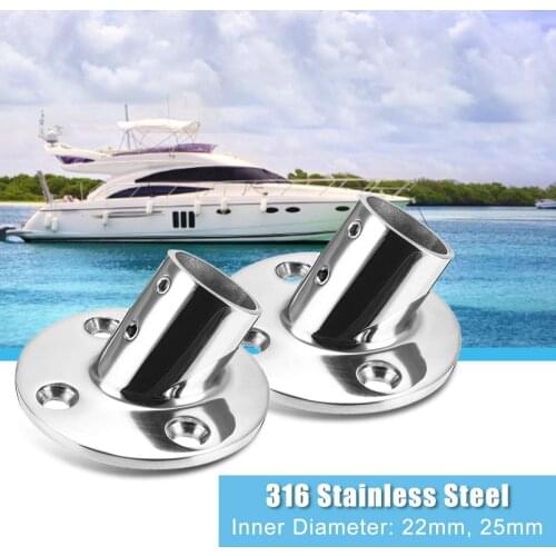 Durable Boat Tube Pipe Base 316 Stainless Steel Marine 60° Railing Handrail Pipe Base Fitting Support Silver Marine Hardware