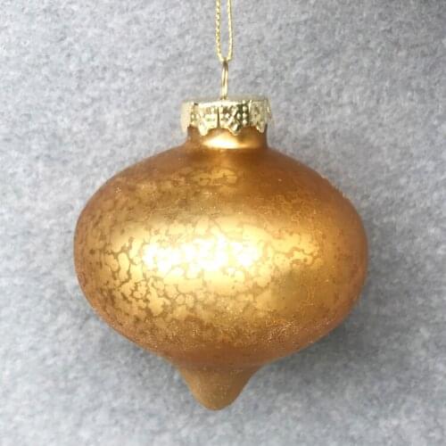Christmas tree decoration glass ornament small shopping mall decoration 8cm Gold Antique onion ball
