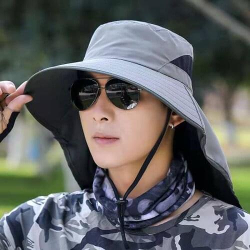 Hat Cap Summer New Hot Sun-Hat Mens Outdoor Fishing Face-Covering Breathable Anti Ultraviolet Waterproof-Hat Windproof Sand