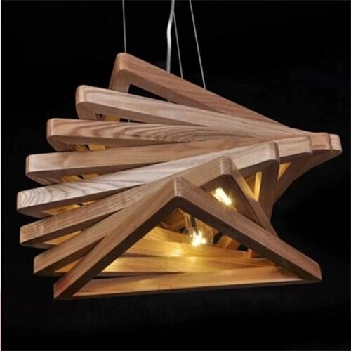 Post-Modern Contracted Wooden Dining Room Pendant Lights Spiral Wood Designer Lights Cafe Light Bar Lamp Free Shipping