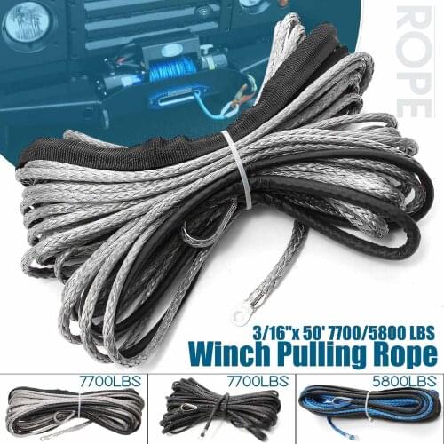 NEW 15m 7700 lbs Winch Rope String Line Cable With Sheath Synthetic Towing Rope Car Wash Maintenance String for ATV UTV Off-Road