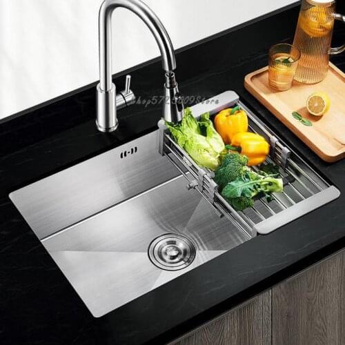 Household Manual Sink 304 Stainless Steel Thickened Kitchen Sink Kitchen Sink Single Sink Under Counter