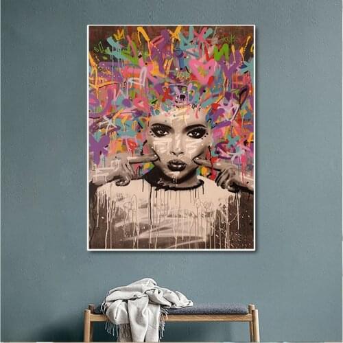 Vintage Graffiti Art Poster Print Canvas Painting For Living Room Wall Art Beautiful Girl Decoration Poster and Printing Picture