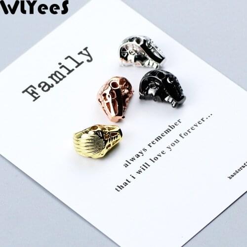 WLYeeS 4pcs White Zircon Pharaoh Face Pendant Copper bead Charm Metal Loose bead for Jewelry bracelet&Bangle making DIY Finding