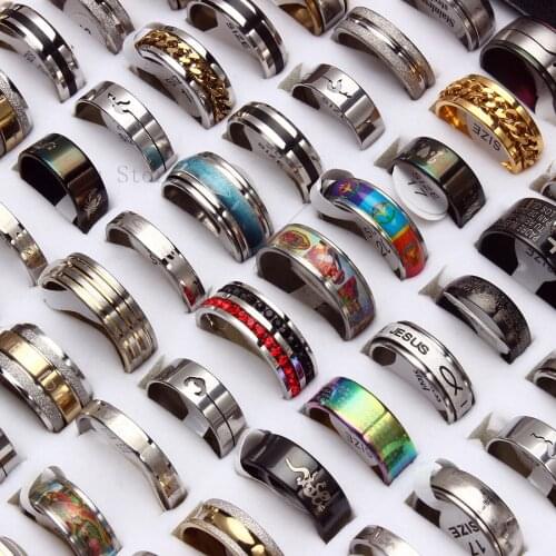 YingWu Wholesale Lots 5pcs Rhinestone Rings Mix Styles Top Mens Womens unisex Fashion Colorful Stainless Steel Wedding Jewelry