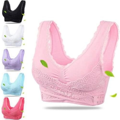 Women Underwear Sexy Lingerie Lace Solid Color Cross Side Buckle Without Rims Gathered Fitness Ladies Sports Sleep Bra Vest H30