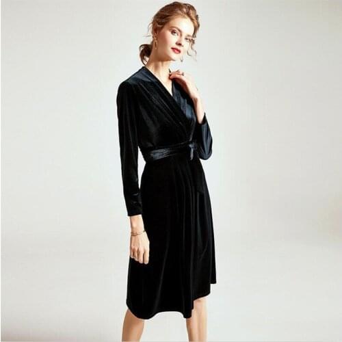 Autumn&winter New Fashion Women Warm Velvet Dress Vintage Elegant Brand Lady Casual Empire A-Line Dress Plus Size Vestidos M-8XL