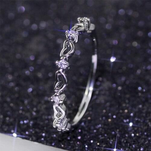 Women Ring Engagement Rings For Women Fashion Simple Cubic Zirconia Heart Ring Designed For Women Give Girlfriend Birthday Gift
